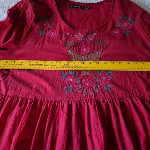 Gudrun Sjoden red embroidered organic cotton top XL - Picture 5 of 7